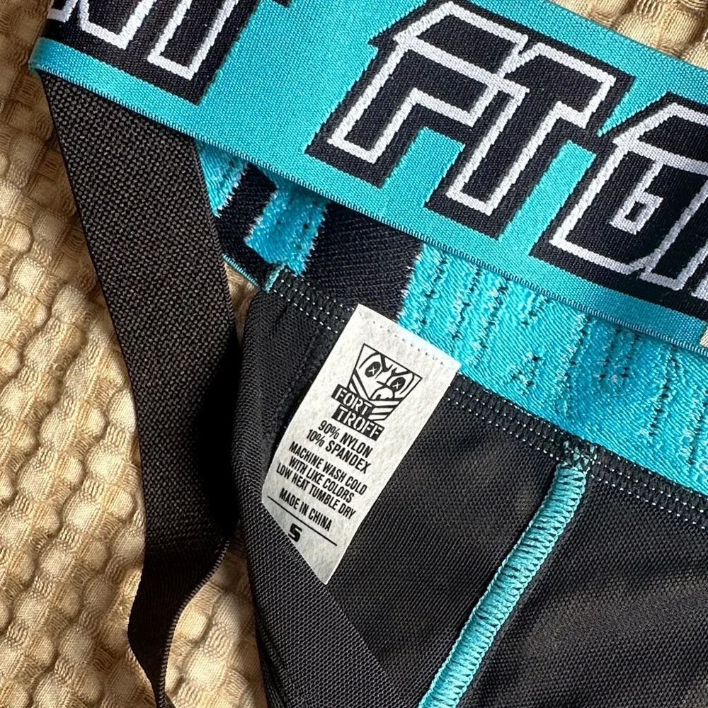 Fort Troff Men's Black and Blue Sheer Mesh Shadow Jockstrap